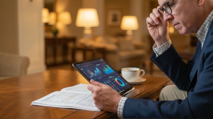 Consultor Eduardo Faraco analisando dados do mercado