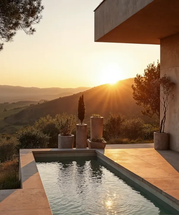 Piscinas em ambiente montanhoso com paisagens naturais